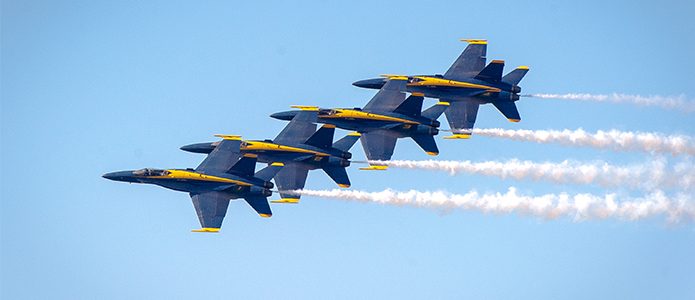 The Blue Angels flight demonstration squadron performing at 2015 San Francisco Fleet Week